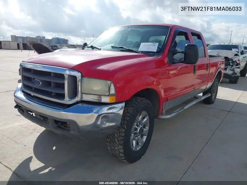 2001 Ford F-250 Lariat/Xl/Xlt VIN: 3FTNW21F81MA06033 Lot: 45346598