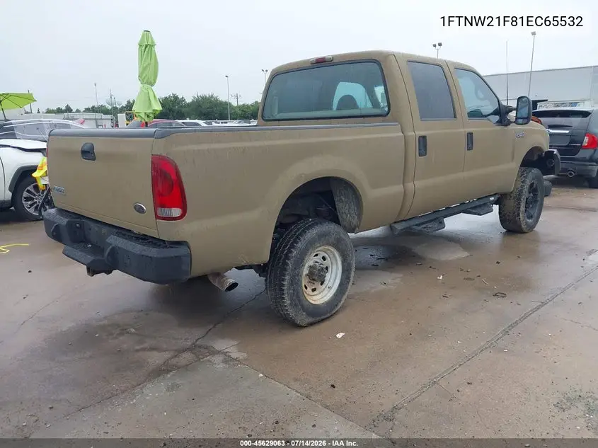 2001 Ford F-250 Lariat/Xl/Xlt VIN: 1FTNW21F81EC65532 Lot: 45629063
