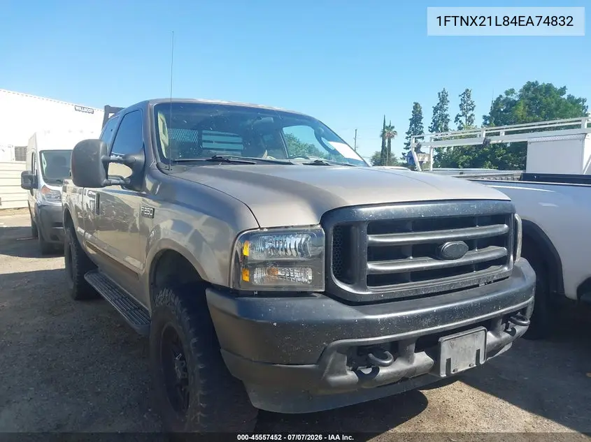 2004 Ford F-250 Lariat/Xl/Xlt VIN: 1FTNX21L84EA74832 Lot: 45557452