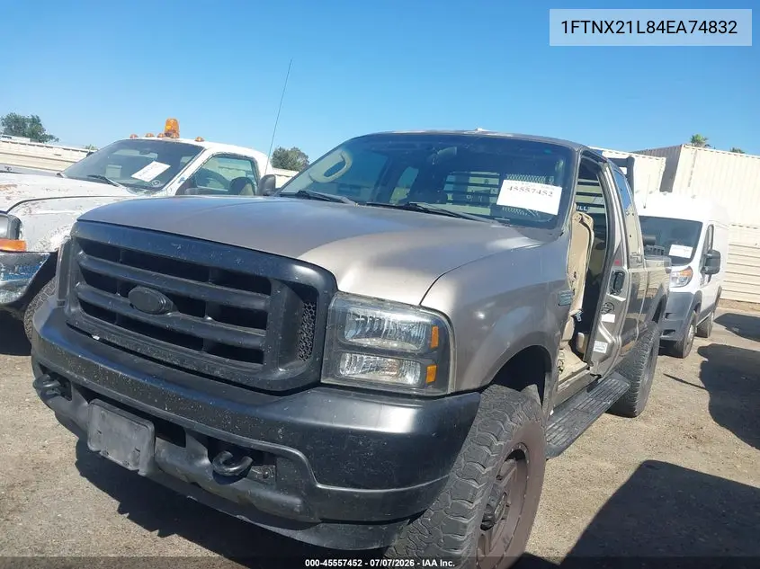 2004 Ford F-250 Lariat/Xl/Xlt VIN: 1FTNX21L84EA74832 Lot: 45557452