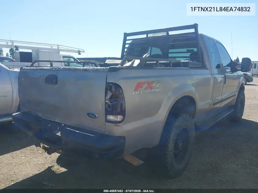 2004 Ford F-250 Lariat/Xl/Xlt VIN: 1FTNX21L84EA74832 Lot: 45557452