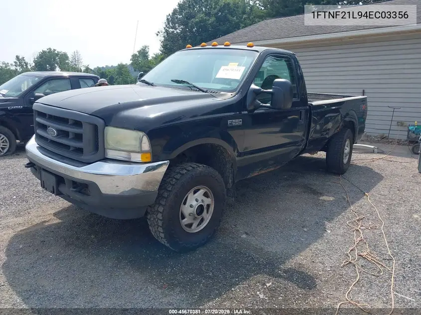 2004 Ford F-250 Xl/Xlt VIN: 1FTNF21L94EC03356 Lot: 45670381