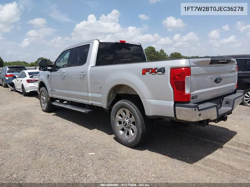 2018 Ford F-250 Lariat VIN: 1FT7W2BT0JEC36278 Lot: 45594981