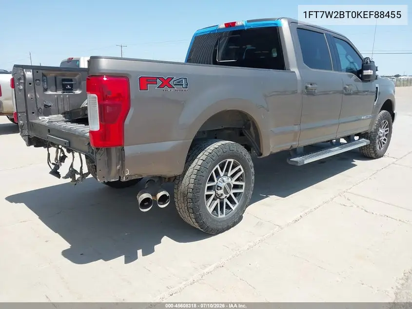 2019 Ford F-250 Lariat VIN: 1FT7W2BT0KEF88455 Lot: 45608318