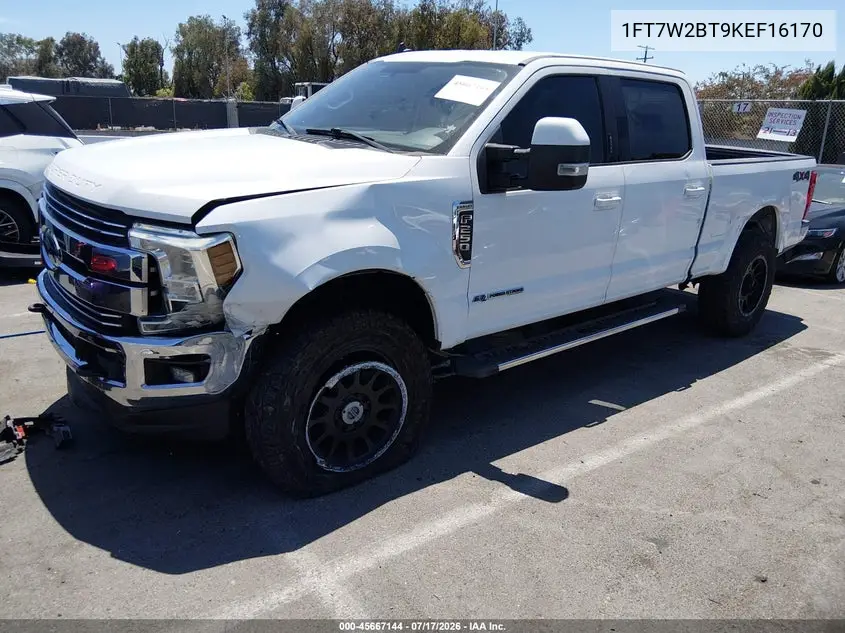 2019 Ford F-250 Lariat VIN: 1FT7W2BT9KEF16170 Lot: 45667144