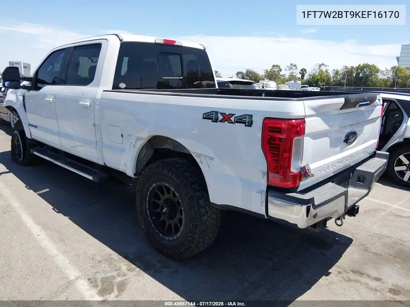 2019 Ford F-250 Lariat VIN: 1FT7W2BT9KEF16170 Lot: 45667144