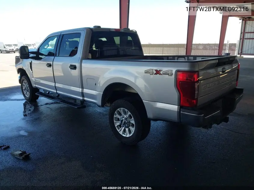 2021 Ford F-250 Xlt VIN: 1FT7W2BTXMED92316 Lot: 45688120