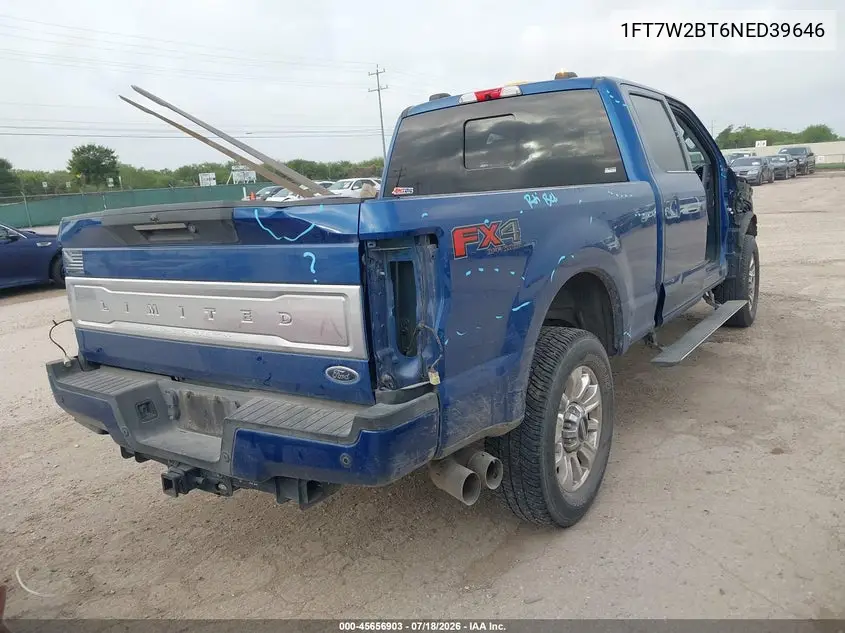 2022 Ford F-250 King Ranch/Lariat/Limited/Platinum/Xl/Xlt VIN: 1FT7W2BT6NED39646 Lot: 45656903