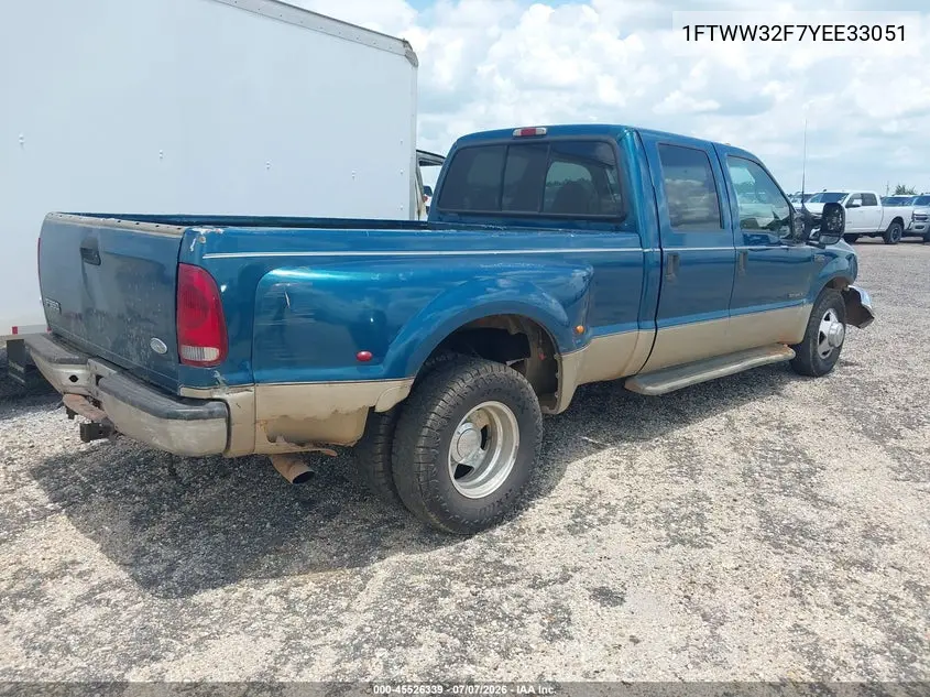 2000 Ford Super Duty F-350 Drw Lariat/Xl/Xlt VIN: 1FTWW32F7YEE33051 Lot: 45526339