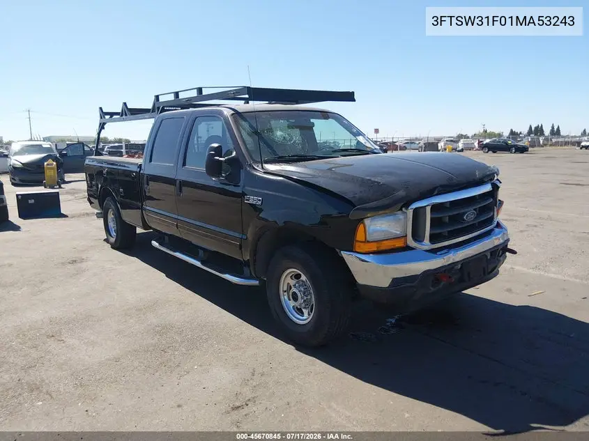 2001 Ford F-350 Lariat/Xl/Xlt VIN: 3FTSW31F01MA53243 Lot: 45670845