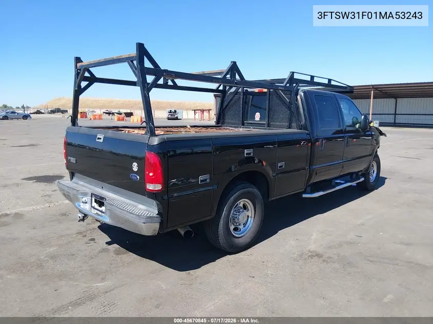 2001 Ford F-350 Lariat/Xl/Xlt VIN: 3FTSW31F01MA53243 Lot: 45670845