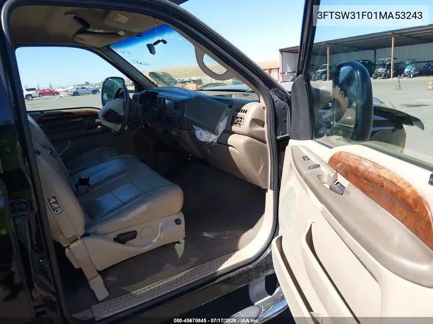 2001 Ford F-350 Lariat/Xl/Xlt VIN: 3FTSW31F01MA53243 Lot: 45670845