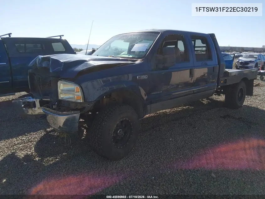 2002 Ford F-350 Lariat/Xl/Xlt VIN: 1FTSW31F22EC30219 Lot: 45590985