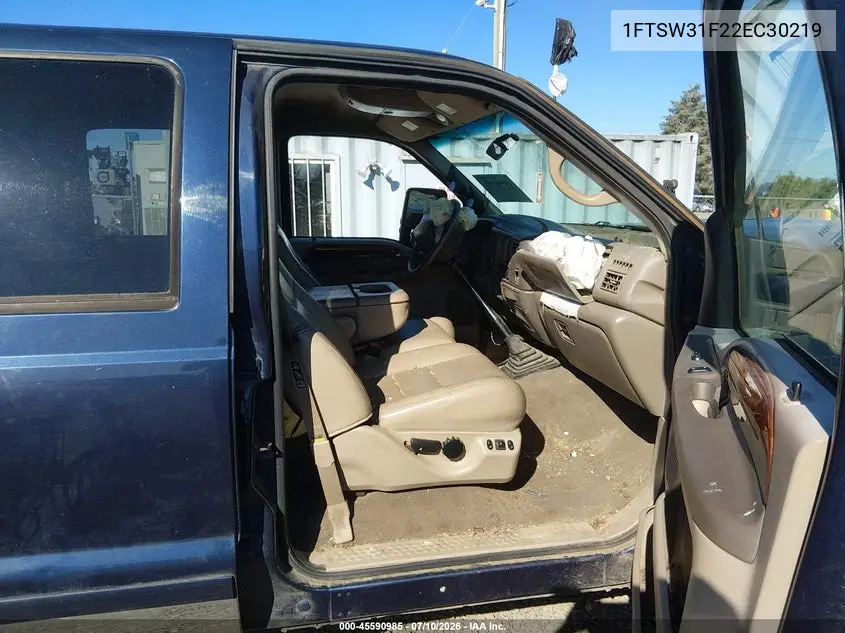 2002 Ford F-350 Lariat/Xl/Xlt VIN: 1FTSW31F22EC30219 Lot: 45590985