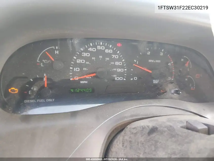 2002 Ford F-350 Lariat/Xl/Xlt VIN: 1FTSW31F22EC30219 Lot: 45590985