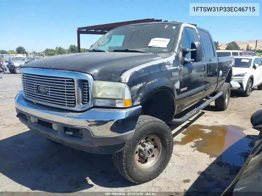 2003 Ford F-350 Lariat/Xl/Xlt VIN: 1FTSW31P33EC46715 Lot: 45654926