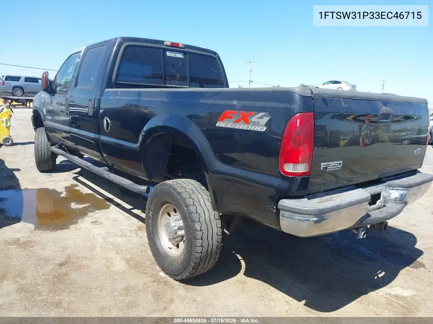 2003 Ford F-350 Lariat/Xl/Xlt VIN: 1FTSW31P33EC46715 Lot: 45654926
