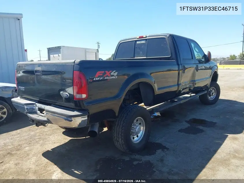2003 Ford F-350 Lariat/Xl/Xlt VIN: 1FTSW31P33EC46715 Lot: 45654926