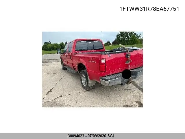 2008 Ford F350 Srw Super Duty VIN: 1FTWW31R78EA67751 Lot: 30094023