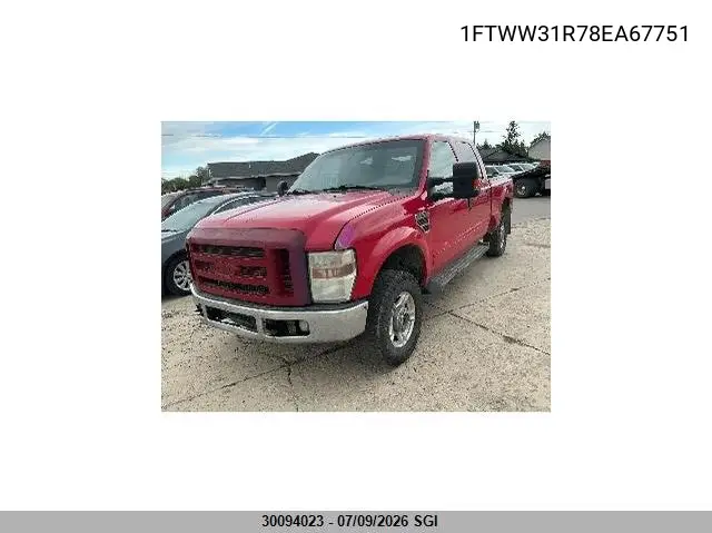 2008 Ford F350 Srw Super Duty VIN: 1FTWW31R78EA67751 Lot: 30094023