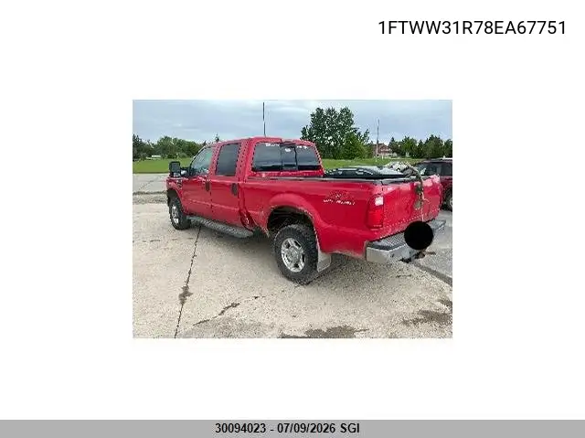 2008 Ford F350 Srw Super Duty VIN: 1FTWW31R78EA67751 Lot: 30094023