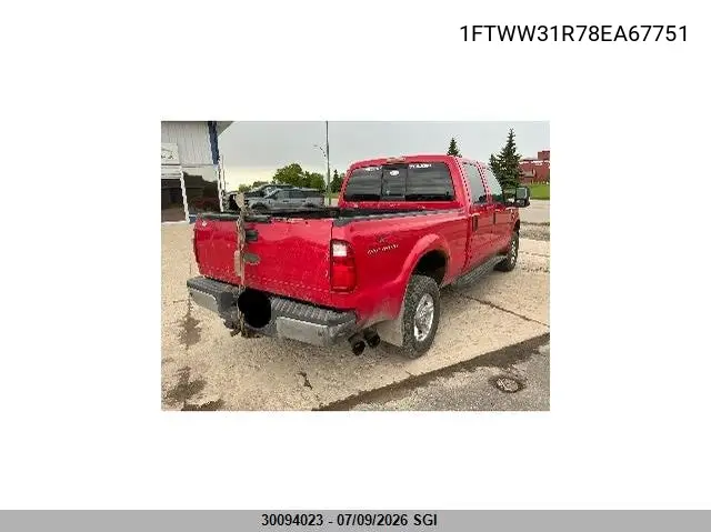 2008 Ford F350 Srw Super Duty VIN: 1FTWW31R78EA67751 Lot: 30094023