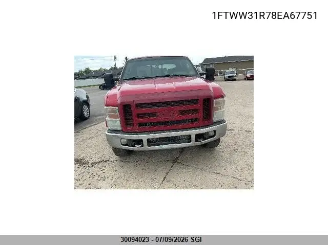 2008 Ford F350 Srw Super Duty VIN: 1FTWW31R78EA67751 Lot: 30094023