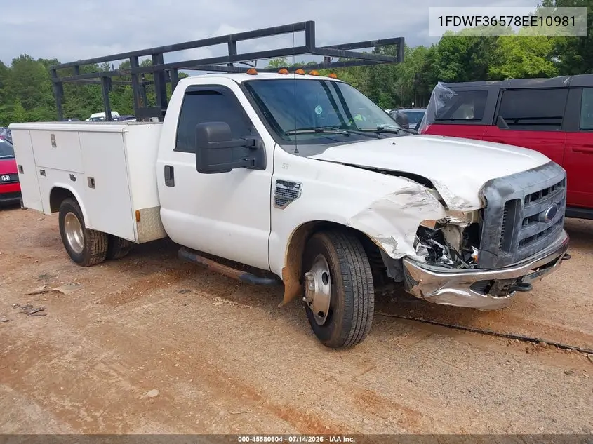 2008 Ford Super Duty F-350 Drw Xl/Xlt VIN: 1FDWF36578EE10981 Lot: 45580604