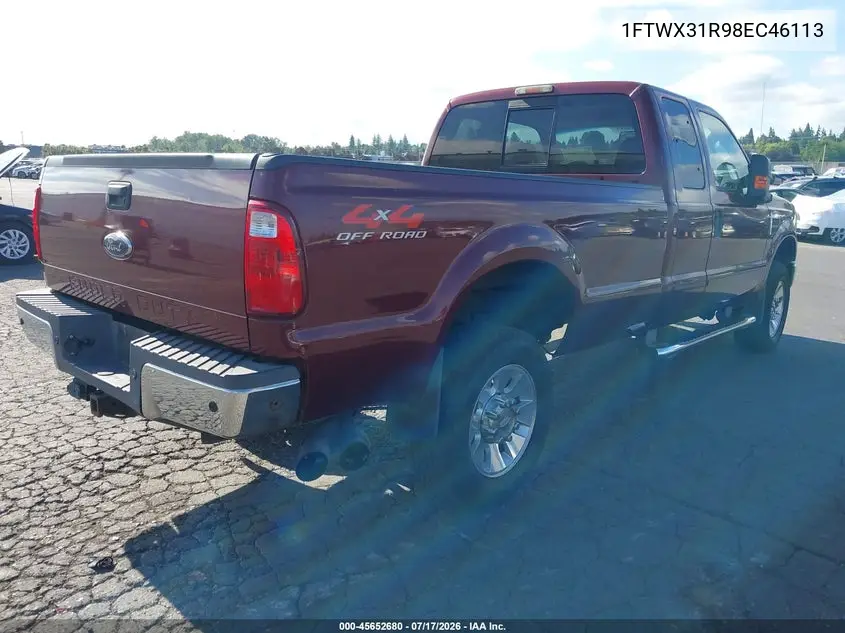 2008 Ford Super Duty F-350 Srw Fx4/Lariat/Xl/Xlt VIN: 1FTWX31R98EC46113 Lot: 45652680