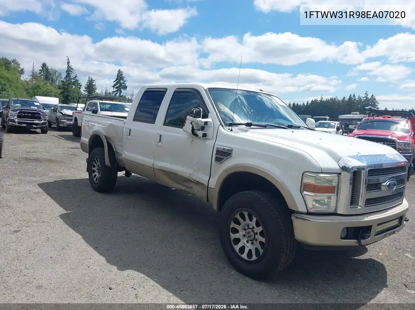 2008 Ford F-350 Fx4/Harley-Davidson/King Ranch/Lariat/Xl/Xlt VIN: 1FTWW31R98EA07020 Lot: 45663657