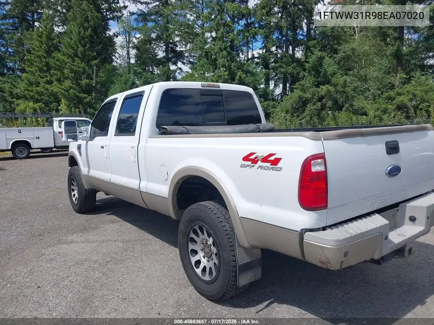 2008 Ford F-350 Fx4/Harley-Davidson/King Ranch/Lariat/Xl/Xlt VIN: 1FTWW31R98EA07020 Lot: 45663657