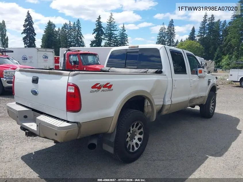 2008 Ford F-350 Fx4/Harley-Davidson/King Ranch/Lariat/Xl/Xlt VIN: 1FTWW31R98EA07020 Lot: 45663657