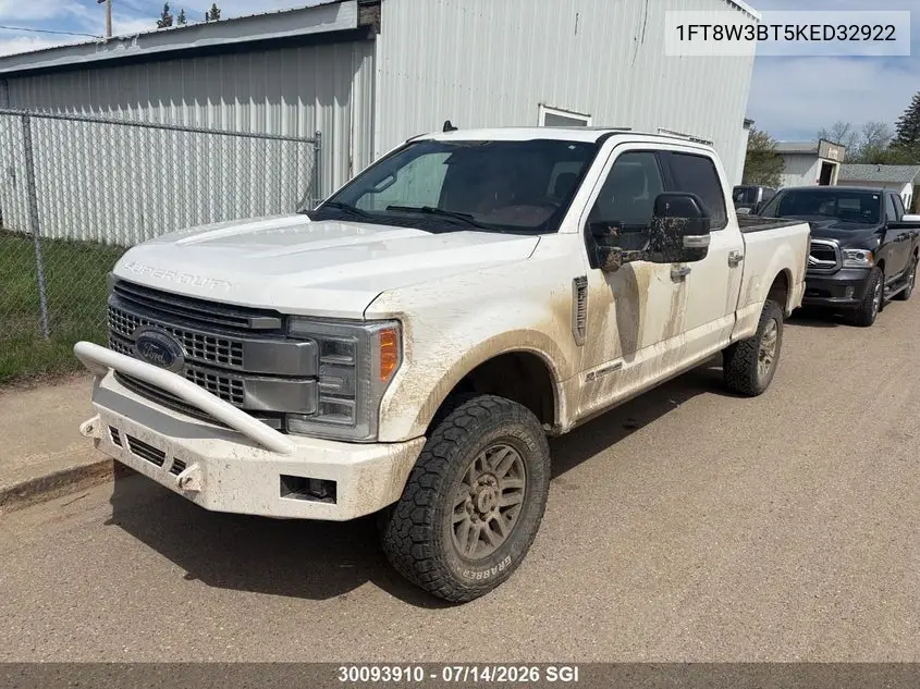 2019 Ford F350 Super Duty VIN: 1FT8W3BT5KED32922 Lot: 30093910