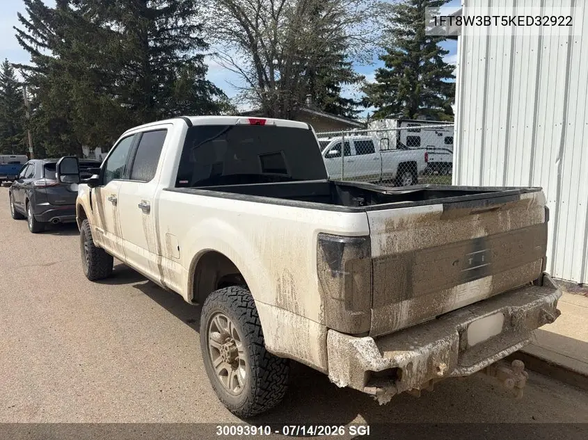 2019 Ford F350 Super Duty VIN: 1FT8W3BT5KED32922 Lot: 30093910
