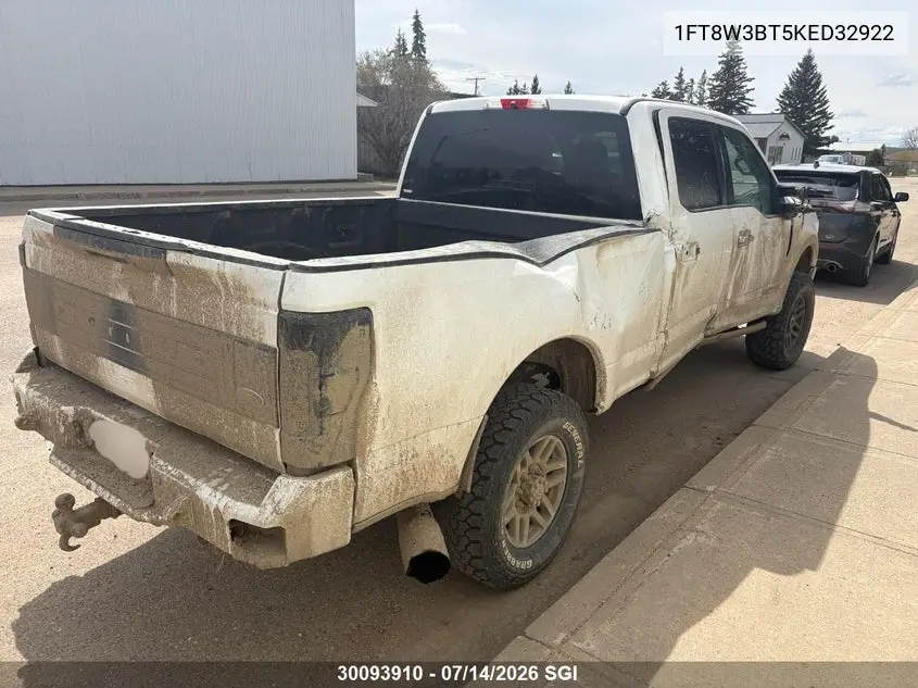 2019 Ford F350 Super Duty VIN: 1FT8W3BT5KED32922 Lot: 30093910