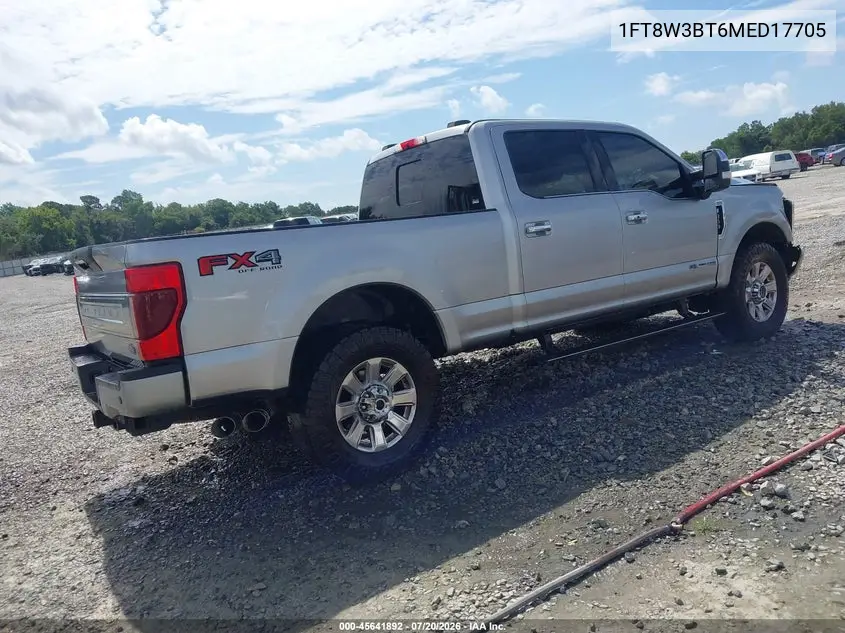 2021 Ford F-350 Platinum VIN: 1FT8W3BT6MED17705 Lot: 45641892