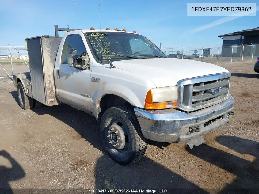 2000 Ford F-450 Chassis Lariat/Xl/Xlt VIN: 1FDXF47F7YED79362 Lot: 12608417