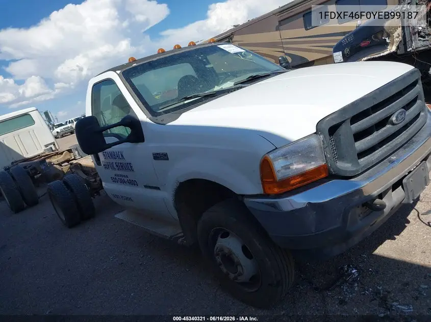 2000 Ford F-450 Lariat/Xl/Xlt VIN: 1FDXF46F0YEB99187 Lot: 45340321