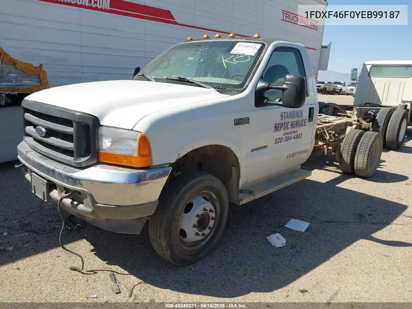 2000 Ford F-450 Lariat/Xl/Xlt VIN: 1FDXF46F0YEB99187 Lot: 45340321