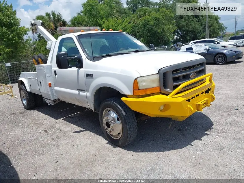 2000 Ford F-450 Lariat/Xl/Xlt VIN: 1FDXF46F1YEA49329 Lot: 45391847