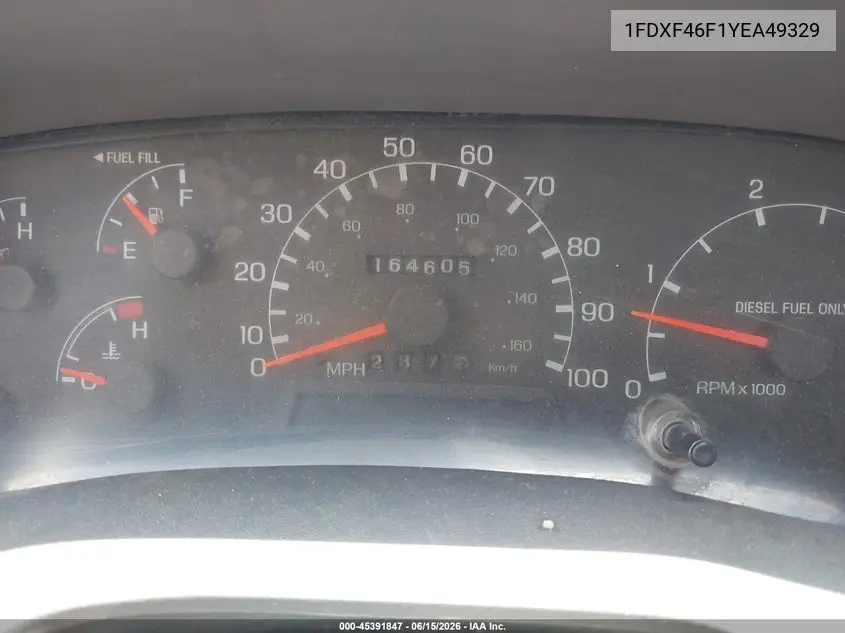 2000 Ford F-450 Lariat/Xl/Xlt VIN: 1FDXF46F1YEA49329 Lot: 45391847