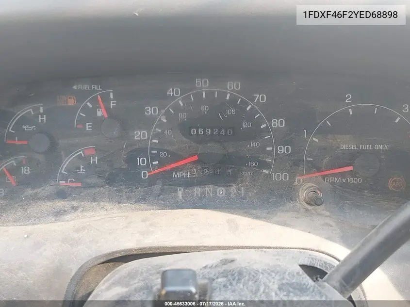 2000 Ford F-450 VIN: 1FDXF46F2YED68898 Lot: 45633006