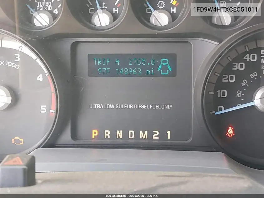 2012 Ford F-450 Chassis Xl VIN: 1FD9W4HTXCEC51011 Lot: 45284425