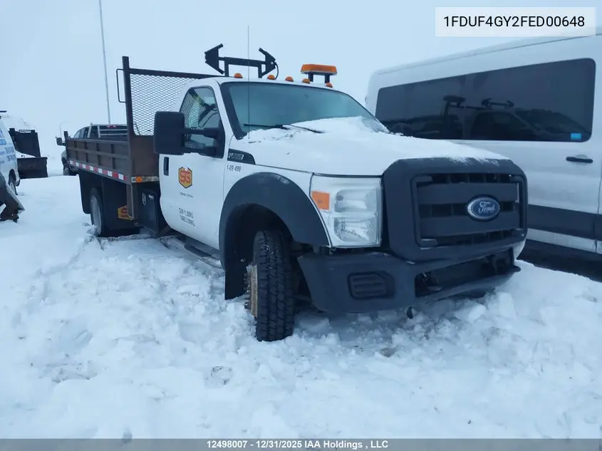 2015 Ford F450 Super Duty VIN: 1FDUF4GY2FED00648 Lot: 12498007