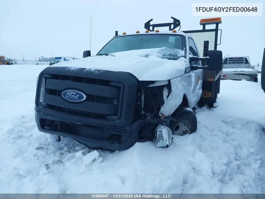 2015 Ford F450 Super Duty VIN: 1FDUF4GY2FED00648 Lot: 12498007