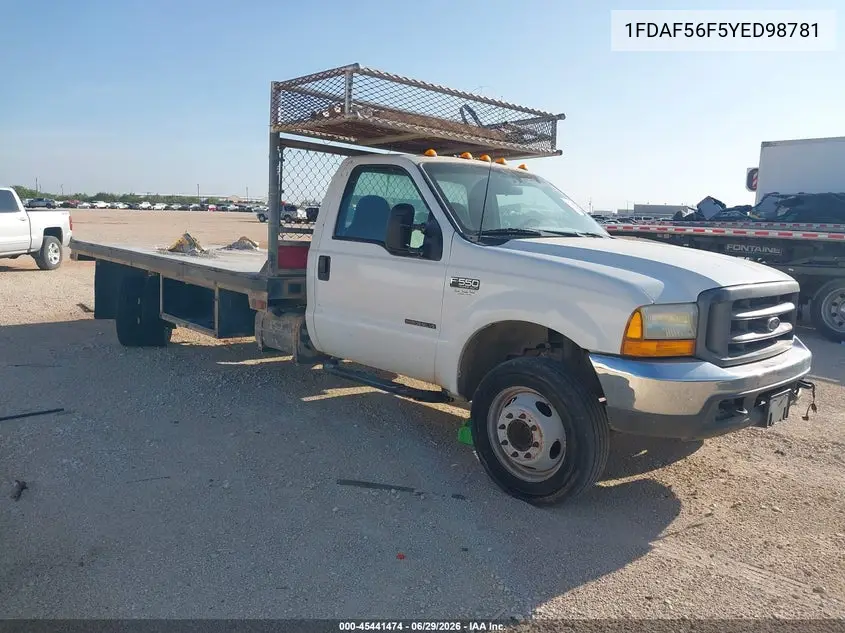2000 Ford F-550 Lariat/Xl/Xlt VIN: 1FDAF56F5YED98781 Lot: 45441474