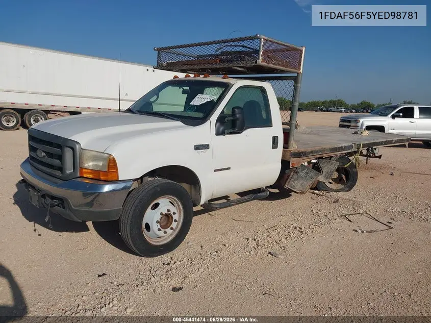 2000 Ford F-550 Lariat/Xl/Xlt VIN: 1FDAF56F5YED98781 Lot: 45441474