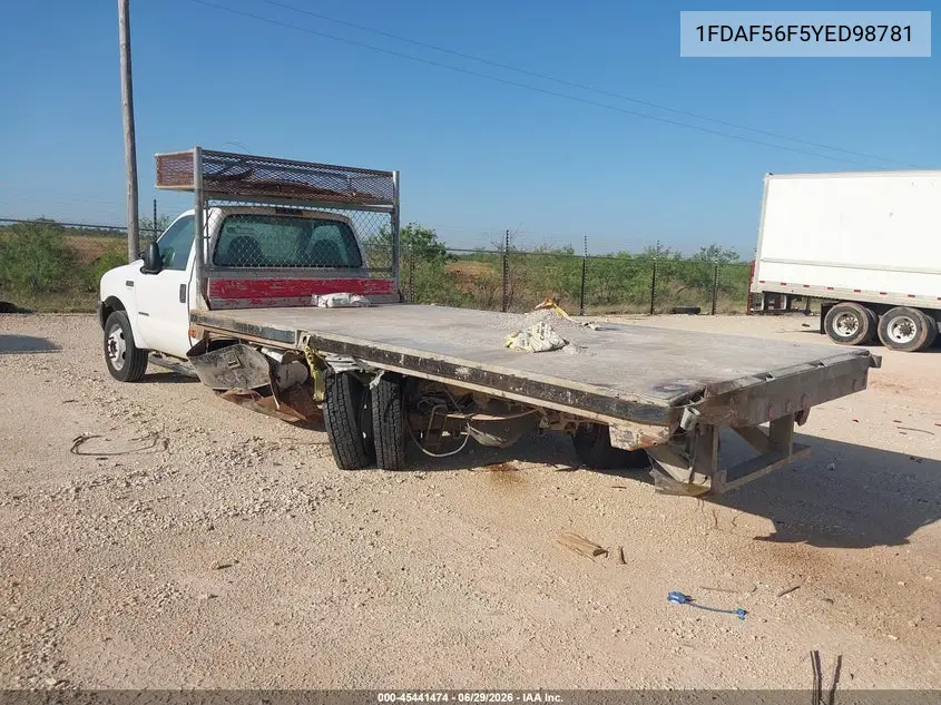 2000 Ford F-550 Lariat/Xl/Xlt VIN: 1FDAF56F5YED98781 Lot: 45441474