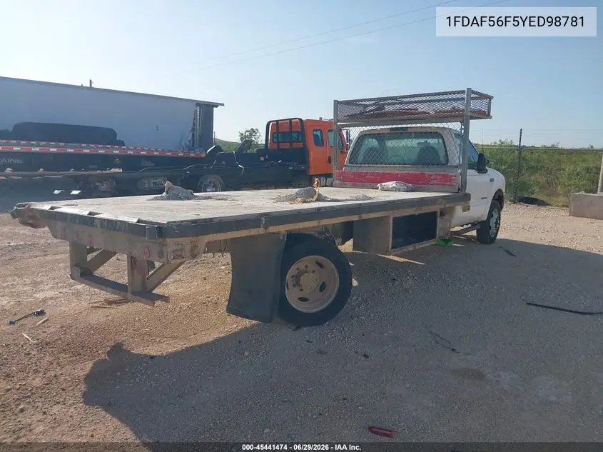 2000 Ford F-550 Lariat/Xl/Xlt VIN: 1FDAF56F5YED98781 Lot: 45441474