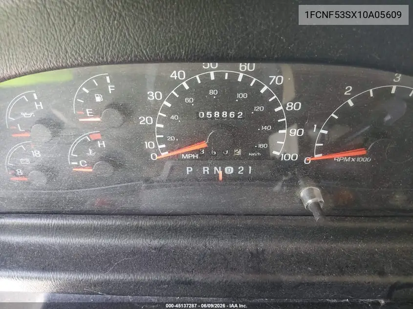 2001 Ford F550 Super Duty Stripped Chass VIN: 1FCNF53SX10A05609 Lot: 45137287